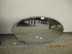 OVAL FRAMELESS WALL MIRROR TOGETHER WITH A FURTHER MIRROR WITH BEVELLED GLASS (2)