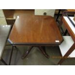 MAHOGANY TOP SQUARE SIDE TABLE WITH TRIPOD BASE