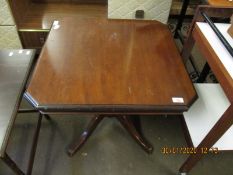 MAHOGANY TOP SQUARE SIDE TABLE WITH TRIPOD BASE