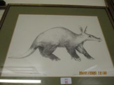 JONATHAN KINGDON (BORN 1937), "AARDVARK", BLACK AND WHITE PRINT, SIGNED, NUMBERED 10/100 AND