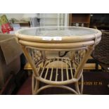 BAMBOO CIRCULAR GLASS TOP CONSERVATORY TABLE