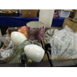 TWO BOXES CONTAINING MIXED LIGHTING SHADES, SIDE LIGHTS ETC