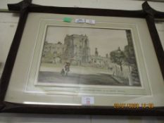 AFTER PAUL SANBY, COLOURED PRINT, "VIEW OF THE GOVERNOR OF THE POOR KNIGHTS TOWER AND THE GARTER