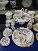 QUANTITY OF AYNSLEY PEMBROKE JUGS, PLATE, LIDDED STORAGE JARS AND A CAKE STAND