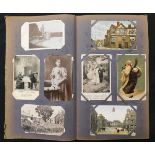 Postcard album containing approx 120 late19th/early 20th century picture postcards including