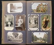 Postcard album containing approx 120 late19th/early 20th century picture postcards including
