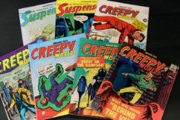 Five packets assorted 1960s comics comprising CREEPY WORLDS (5), Nos 147-148, 214, 221-222;