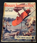 W E JOHNS: BIGGLES LEARNS TO FLY, Amalgamated Press, March 1935, "Boys Friend Library", 1st edition,