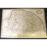 ROBERT MORDEN: NORFOLK, hand coloured engraved map [1695], approx 595 x 395mm