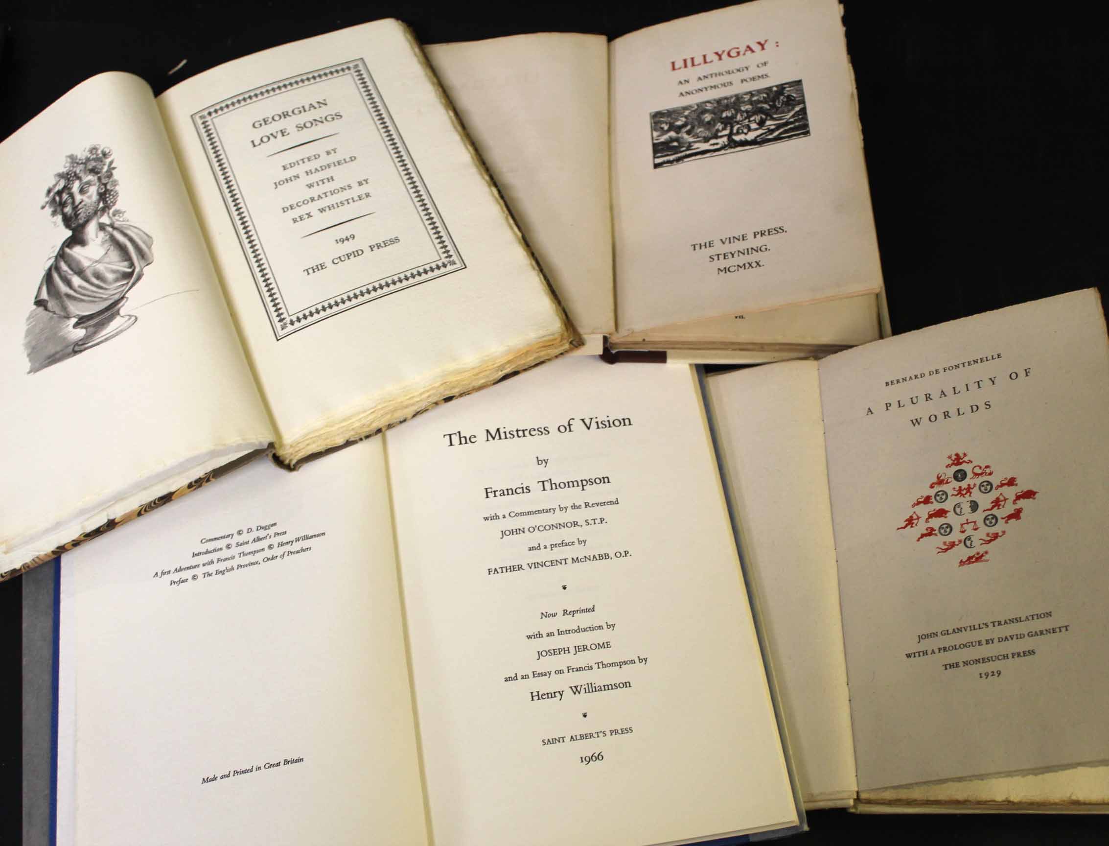 JOHN HADFIELD (ED): GEORGIAN LOVE SONGS, ill Rex Whistler, Preston Hertfordshire, The Cupid Press,