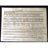 FRITZ CHRISTIAN GERHARD (1911-1993), original autograph musical notation, three lines signed and