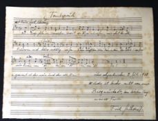 FRITZ CHRISTIAN GERHARD (1911-1993), original autograph musical notation, three lines signed and