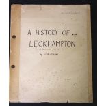 J A LOVEDAY: A HISTORY OF LECKHAMPTON (CHELTENHAM, GLOUCESTERSHIRE), unpublished 24 manuscript pages