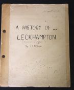 J A LOVEDAY: A HISTORY OF LECKHAMPTON (CHELTENHAM, GLOUCESTERSHIRE), unpublished 24 manuscript pages