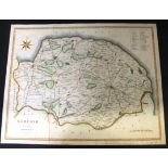 J CARY: A MAP OF NORFOLK FROM THE BEST AUTHORITIES, hand coloured engraved map [1789], approx 405