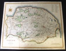 J CARY: A MAP OF NORFOLK FROM THE BEST AUTHORITIES, hand coloured engraved map [1789], approx 405