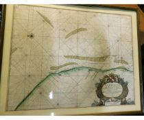 CAPT. GREENVILE COLLINS: YARMOUTH AND THE SANDS ABOUT IT, engraved hand coloured sea chart [circa