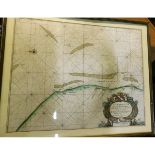 CAPT. GREENVILE COLLINS: YARMOUTH AND THE SANDS ABOUT IT, engraved hand coloured sea chart [circa