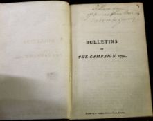 BULLETINS OF THE CAMPAIGN 1794, London, printed by A Strahan [1795], extracted from accounts in