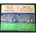 Packet: two FA Cup Final programmes, Aston Villa v Man Utd 1957, Bolton Wanderers v Man Utd 1958,