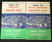 Packet: two FA Cup Final programmes, Aston Villa v Man Utd 1957, Bolton Wanderers v Man Utd 1958,