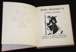 WILLIAM SHAKESPEARE: KING RICHARD II, ill Eric Gill, London, J M Dent, New York, E P Dutton, 1935,