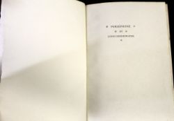 JOHN DRINKWATER: PERSEPHONE, New York, William Edwin Rudge, 1926, [550], uncut, original black