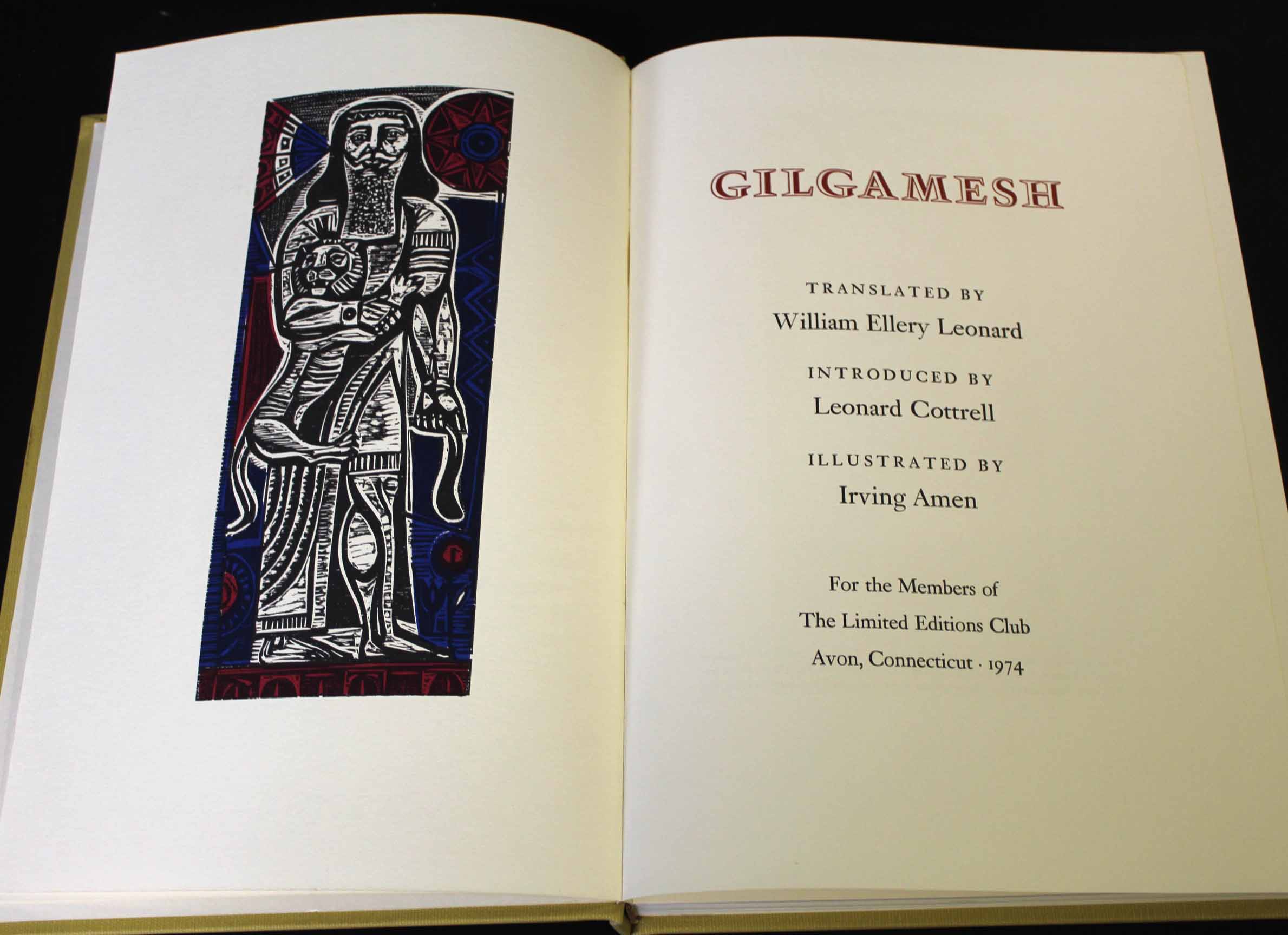 WILLIAM ELLERY LEONARD (TRANS): GILGAMESH INTRO LEONARD COTTERELL, ill Irving Amen, Avon