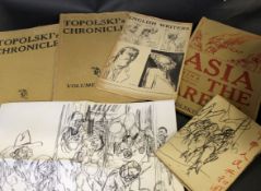 BOX FELIX TOPOLSKI CHRONICLES ETC including 1962 Chronicle vol 10, signed in pencil, mixed