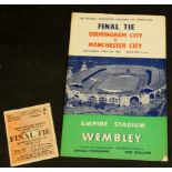 FA Cup Final programme Birmingham v Manchester City 1956, together with an entrance ticket (2)