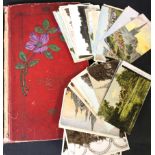 Carton: 140+ Norfolk picture postcards + an empty postcard album, very worn