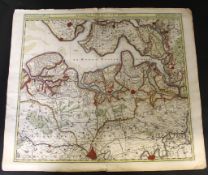 NICOLAES VISSCHER: FLANDRIAE COMITATUS PARS BATAVA..., hand coloured engraved map of North