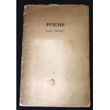 FRANK PREWETT: POEMS, Richmond, The Hogarth Press [1921], 1st edition, original wraps browned,