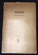 FRANK PREWETT: POEMS, Richmond, The Hogarth Press [1921], 1st edition, original wraps browned,