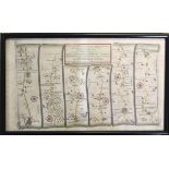 THOMAS GARDNER: THE ROAD FROM IPSWICH...TO NORWICH... TO ALESHAM, engraved hand coloured road map,