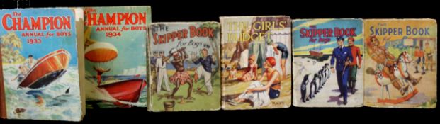 THE SKIPPER BOOK FOR BOYS, D C Thomson [1933, 1936, 1939], 3 vols, coloured frontis pieces, original