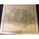 CHARLES SMITH: A NEW MAP OF THE COUNTY OF NORFOLK DIVIDED INTO HUNDREDS, hand coloured engraved map,
