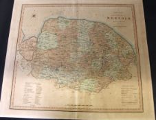 CHARLES SMITH: A NEW MAP OF THE COUNTY OF NORFOLK DIVIDED INTO HUNDREDS, hand coloured engraved map,