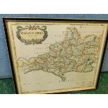 ROBERT MORDEN: DORSETSHIRE, hand coloured engraved map, [1753], framed and glazed, approx size 440 x