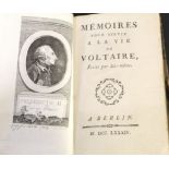 VOLTAIRE: MEMOIRES POUR SERVIR A LA VIE DE VOLTAIRE ECRITS PAR LUI-MEME, Berlin, 1784, engraved port