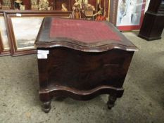 MAHOGANY SERPENTINE FRONTED COMMODE STOOL WITH LIFT UP LID