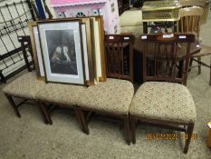 SET OF FOUR EDWARDIAN MAHOGANY AND SATINWOOD BANDED DINING CHAIRS