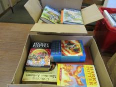 TWO BOXES OF MIXED BOOKS TO INCLUDE PAPERBACKS, HARRY POTTER ETC