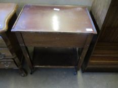 MID-20TH CENTURY OAK FRAMED SEWING BOX ON STAND