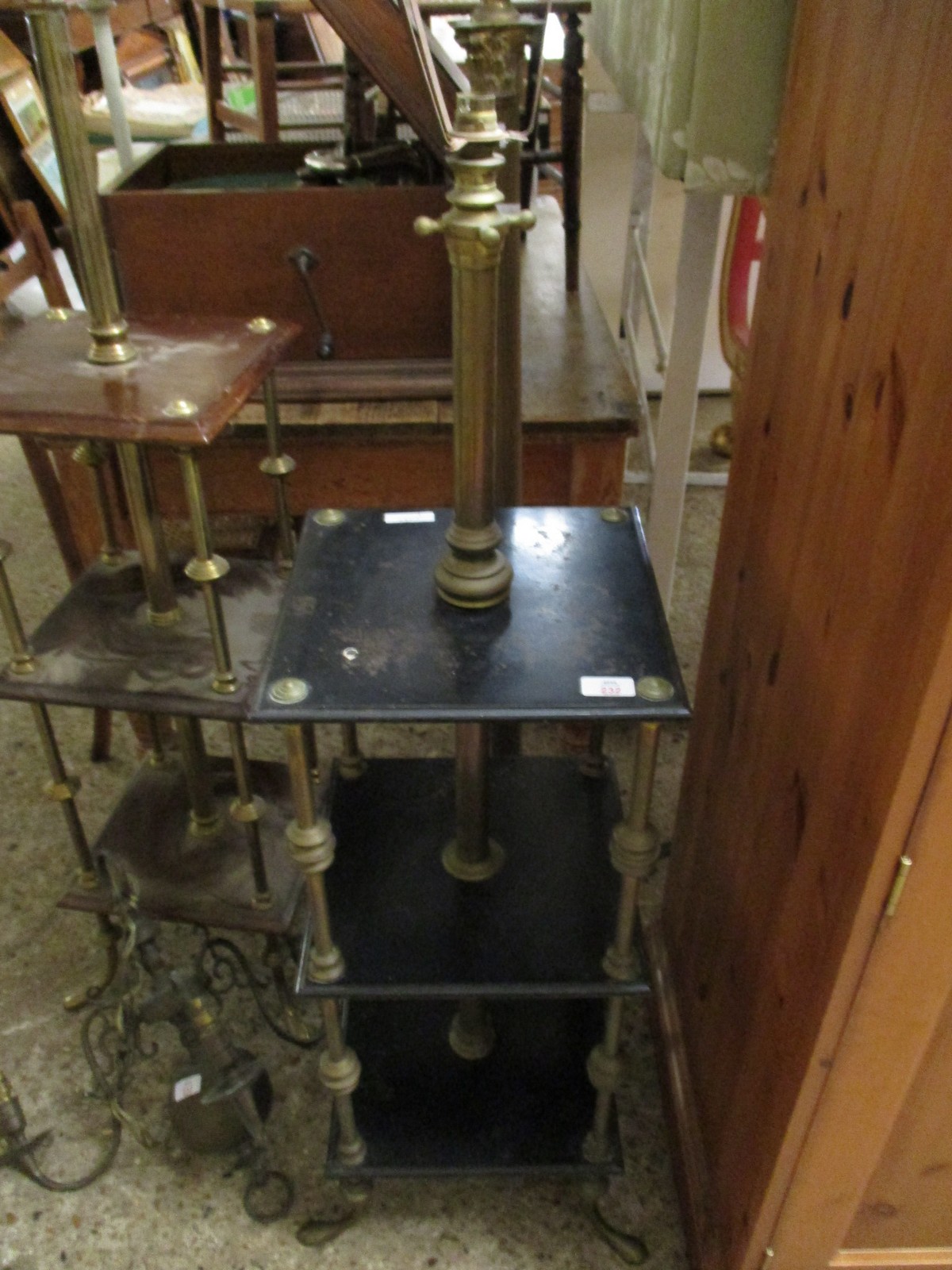 BRASS AND METAL SQUARE FOUR TIER STANDARD LAMP