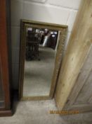 MODERN RECTANGULAR GILT FRAMED WALL MIRROR WITH BEVELLED GLASS