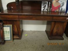 VICTORIAN MAHOGANY TWIN PEDESTAL SIDEBOARD