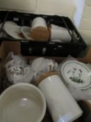 TWO BOXES OF MIXED PORTMEIRION BOTANIC GARDEN CUPS, SAUCERS, PLATES, STORAGE CONTAINERS ETC