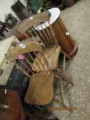 PAIR OF 19TH CENTURY ELM SEATED STICK BACK KITCHEN CHAIRS