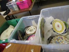 THREE BOXES CONTAINING CHINA WARES, PLATES ETC